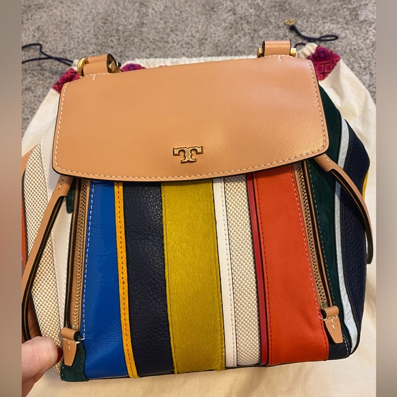 Tory Burch Half Moon Balloon Striped Satchel - Picture 7 of 14